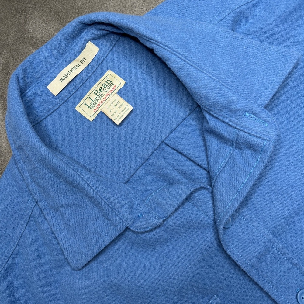 LL Bean Chamois Cloth Shirt Mens XL Blue Traditional Fit Workwear Shacket Cabin